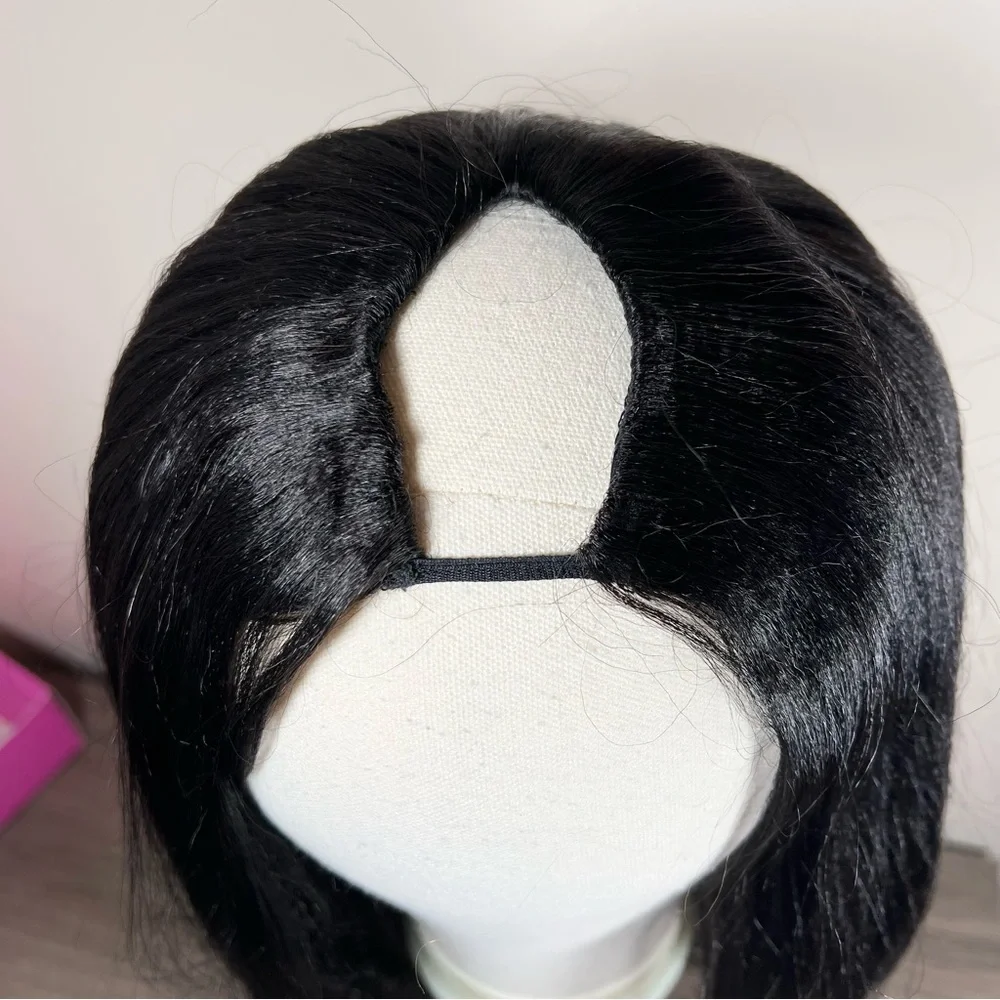 UNICE Natural Black Human Hair Yaki V Part EasiContour 22 Inch Glueless Wig